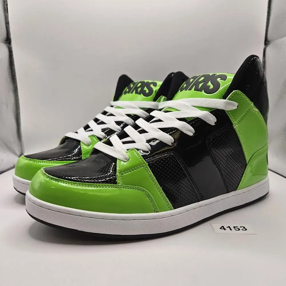 OSIRIS MEN 13 CONVOY MID HJ.BTS.26 SKATEBOARDING SHOES GREE BLACK PATENT NWOB
